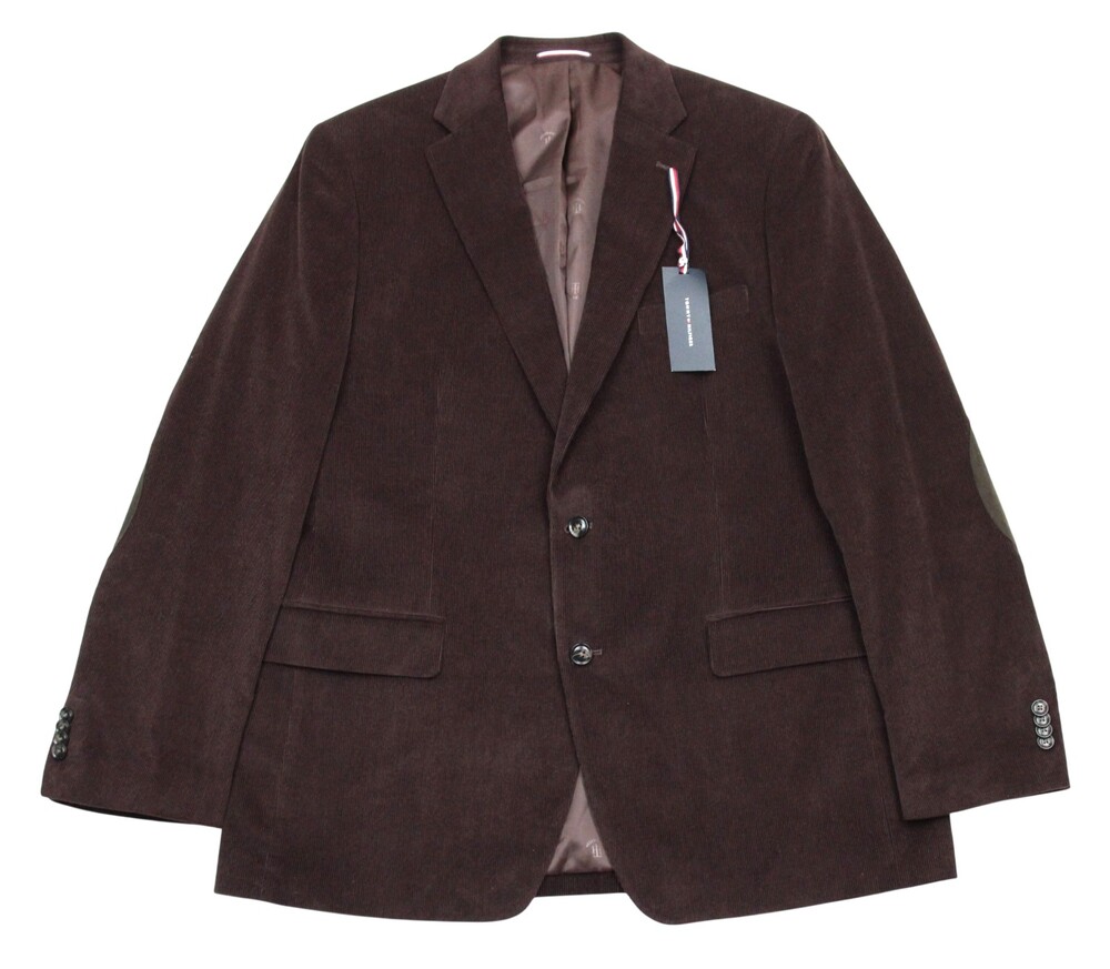 Tommy Hilfiger Sport Coat 48 R Modern Fit Corduroy Chestnut Brown Blazer